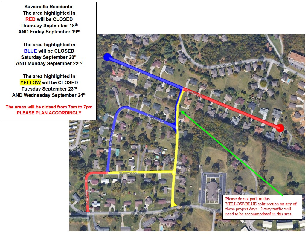 pavement restoration map broadview drive and westland drive and lexington place and runyon lane 09 2025